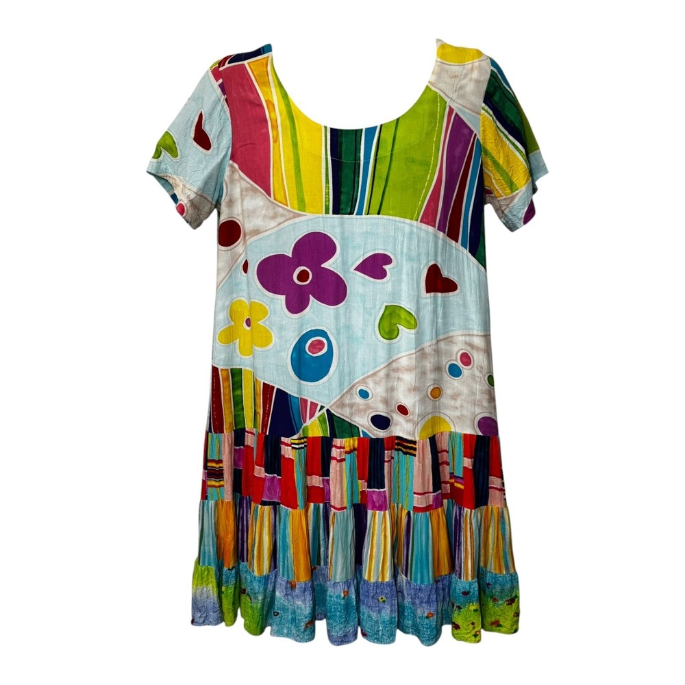Vintage Jams World Hattie Dress Women's M‎ Love Curves Print Rayon Hawaii